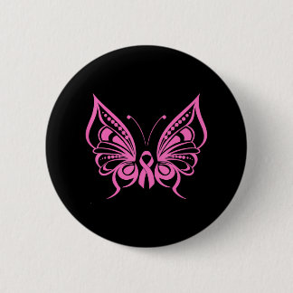 Butterfly Pink Ribbon Leuke borstkanker Ronde Button 5,7 Cm