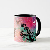 BUTTERFLY PINK SPARKLES, ZWARTE MONOGRAM; MOK (Voorkant rechts)