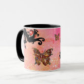 BUTTERFLY PINK SPARKLES, ZWARTE MONOGRAM; MOK (Voorkant links)