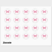 Butterfly Pink Waterverf Verjaardag Dank u Ronde Sticker (Vel)
