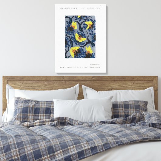 Butterfly Pochoir Pattern in Art Nouveau Canvas Afdruk (Insitu (Slaapkamer))