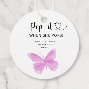 Butterfly - Pop het als ze baby shower pop Bedankjes Labels