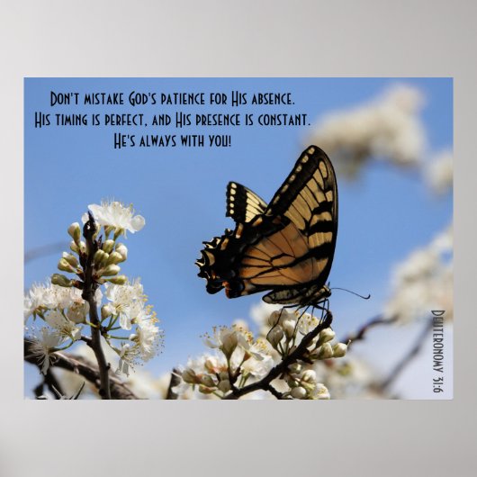 Butterfly Poster w Verse uit Deuteronomy 31:6 (Voorkant)