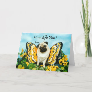 Butterfly Pug Note Card Kaart