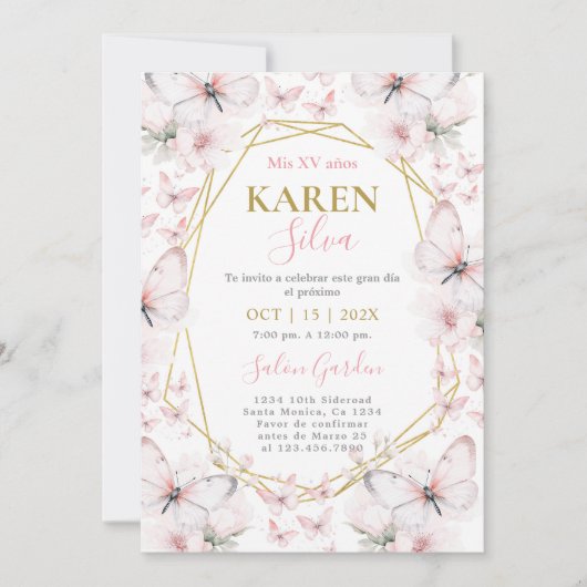 Butterfly Quinceanera Kaart (Voorkant)