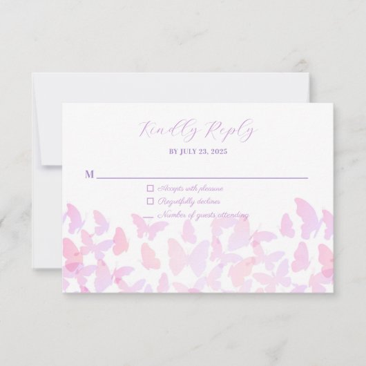 Butterfly Quinceañera RSVP Response Card (Voorkant)