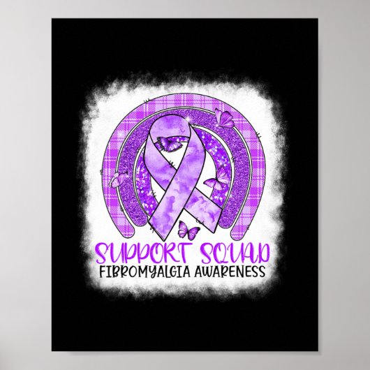 Butterfly Rainbow Support Squad Fibromyalgia AWare Poster (Voorkant)