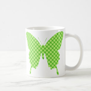 Butterfly, retro-stippen, schoppen van kalkgroen koffiemok