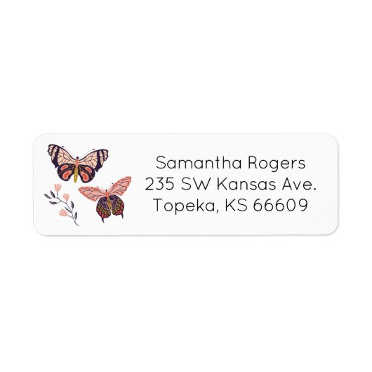 Butterfly Return Address Labels (Voorkant)