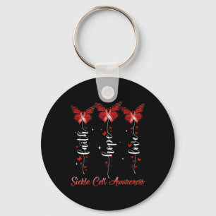 Butterfly Ribbon Faith Hope Love Sickle Cell Aware Sleutelhanger
