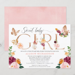 Butterfly Rij door blush roze bordeauxrood meisje Kaart