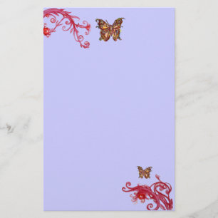 BUTTERFLY, rood roze blauw Briefpapier