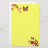 BUTTERFLY, rood roze lichtgeel Briefpapier (Voorkant / Achterkant)