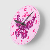 Butterfly rose filles nom de la chambre horloge mu (Angle)