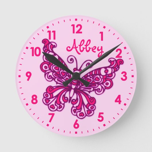Butterfly rose filles nom de la chambre horloge mu (Recto)