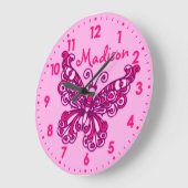 Butterfly rose filles nom de la chambre horloge mu (Angle)