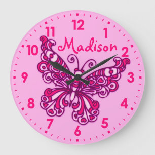 Butterfly rose filles nom de la chambre horloge mu