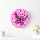 Butterfly rose filles nom de la chambre horloge mu (Maison)