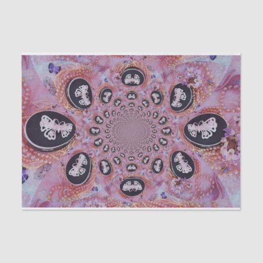  Butterfly Roze Chic Elegant Pearls Tissuepapier (Voorkant)