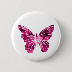 Butterfly roze Clipart Cute Flying Wings Natuur 1. Ronde Button 5,7 Cm