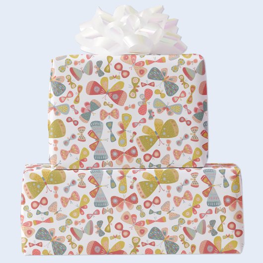 Butterfly roze groen cadeaupapier