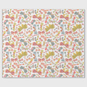 Butterfly roze groen cadeaupapier (Vlak)