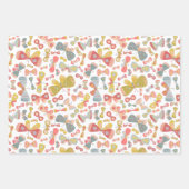 Butterfly roze groen inpakpapier vel (Voorkant 2)