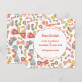 Butterfly roze groen save the date (Voorkant / Achterkant)