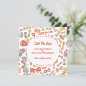 Butterfly roze groen save the date (Staand voorkant)