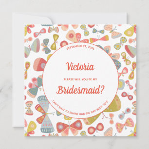 Butterfly roze groen zijn mijn Bridesmaid Kaart