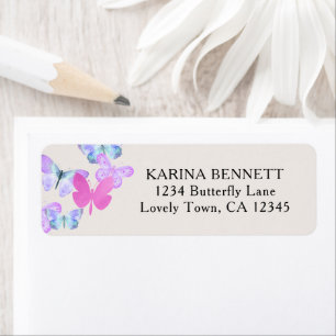  Butterfly roze Lila Return Address Label