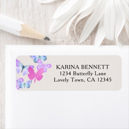  Butterfly roze Lila Return Address Label (Insitu)