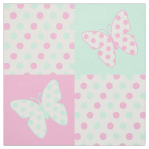 Butterfly roze Mint Green Polka Dots Stof