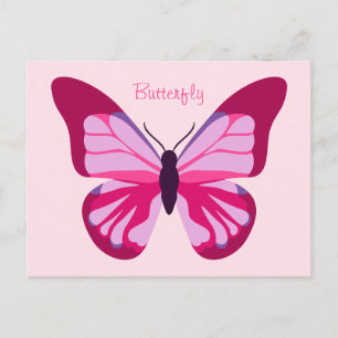 Butterfly  Roze Paars Briefkaart