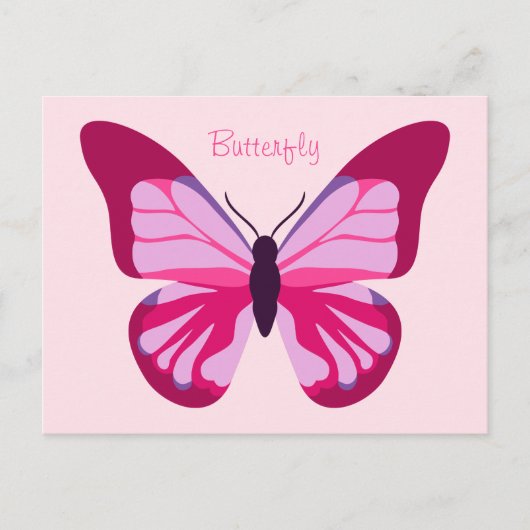 Butterfly  Roze Paars Briefkaart (Voorkant)