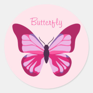 Butterfly Roze Paars Ronde Sticker