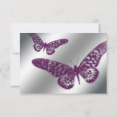 Butterfly RSVP Weddenschapkaart Paars (Achterkant)