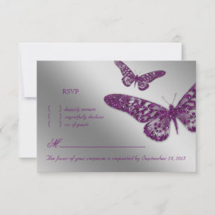 Butterfly RSVP Weddenschapkaart Paars