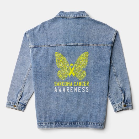 Butterfly sarcoma cancer awareness geel lint S Denim Jacket (Achterkant)