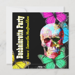 Butterfly schedel terug vrijgezellenfeest kaart