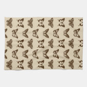 Butterfly-schets, chocoladebruin op beige theedoek (Horizontaal)