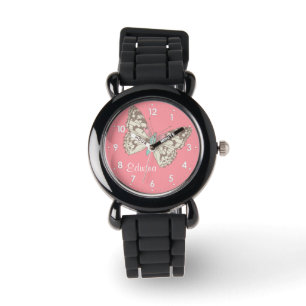 Butterfly schilderde dame genummerde naam meisjes horloge