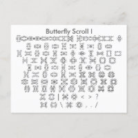 Butterfly Scroll I Zazzle Font Sampler met Guide