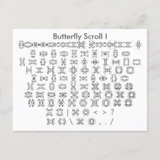 Butterfly Scroll I Zazzle Font Sampler met Guide Briefkaart