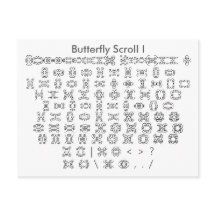 Butterfly Scroll I Zazzle Font Sampler met Guide