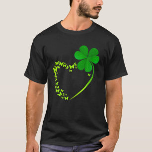 Butterfly Shamrock Heart Lucky Clover Shape St Pat T-shirt