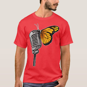 Butterfly Singer Microfoon Muziek T-shirt