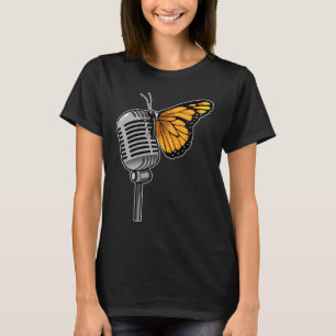 Butterfly Singer Microfoon Muziek T-shirt