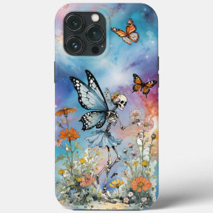 Butterfly Skeleton Fairy Pastel Marble Galaxy iPhone 13 Pro Max Hoesje