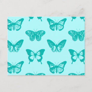 Butterfly sketch, aqua en turquoise briefkaart